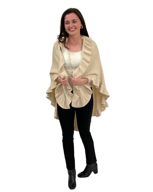 The Carlton Ruffle Wrap: Cream