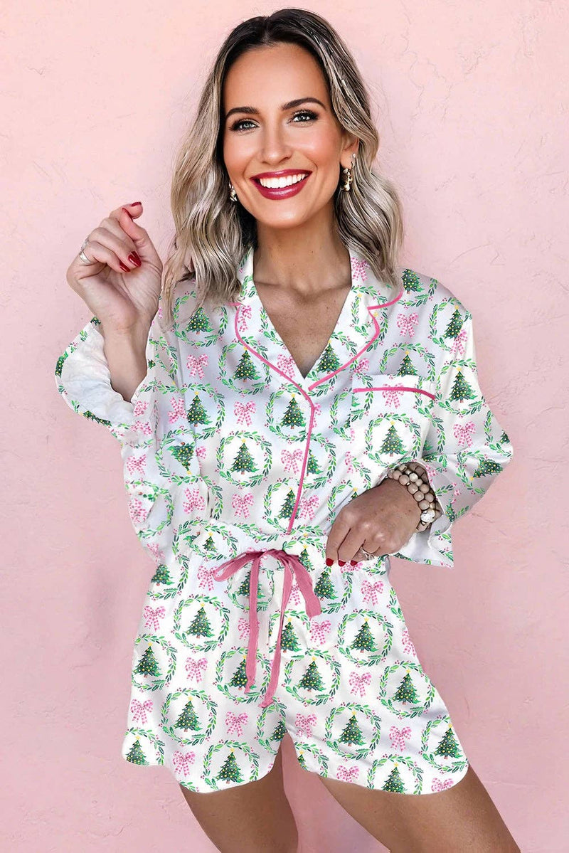 Christmas Print Pajama Short Set