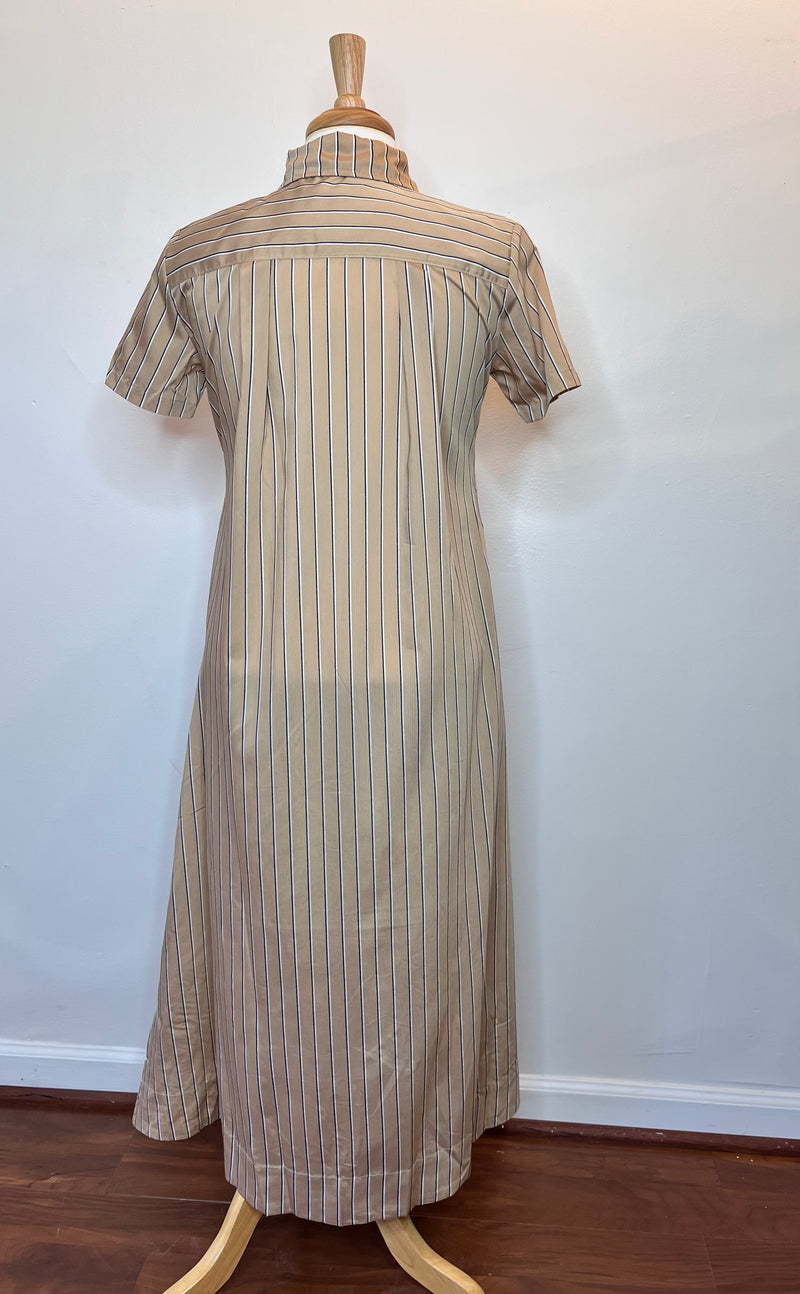 Millie Dress - Long Khaki Stripe
