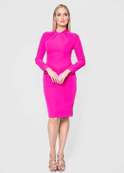 Tuck Front Long Sleeve Cocktail Dress