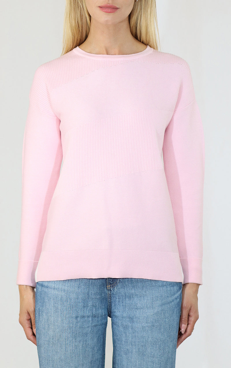Abstract Ribbed Crew Sweater