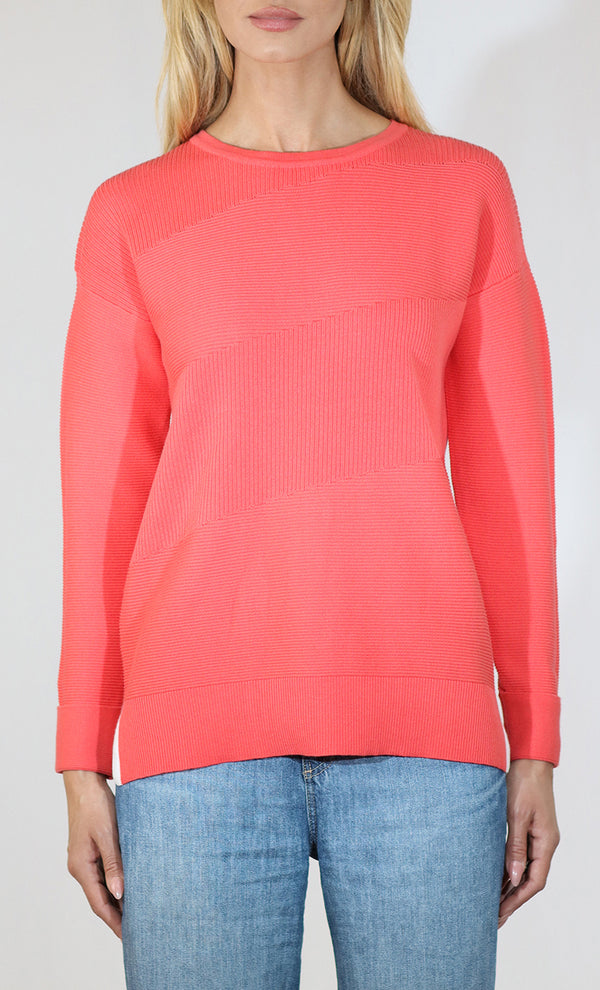 Abstract Ribbed Crew Sweater