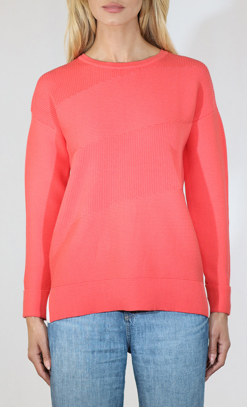 Abstract Ribbed Crew Sweater