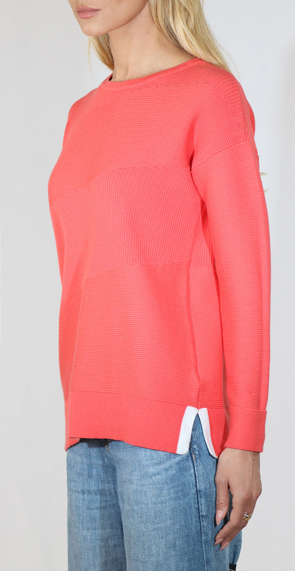 Abstract Ribbed Crew Sweater