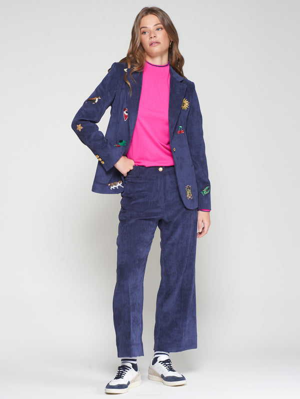 Navy Cord Stretch Trouser