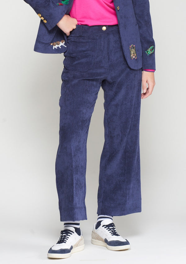 Navy Cord Stretch Trouser
