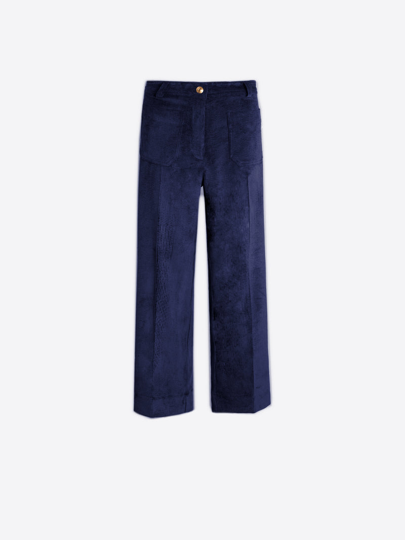Navy Cord Stretch Trouser