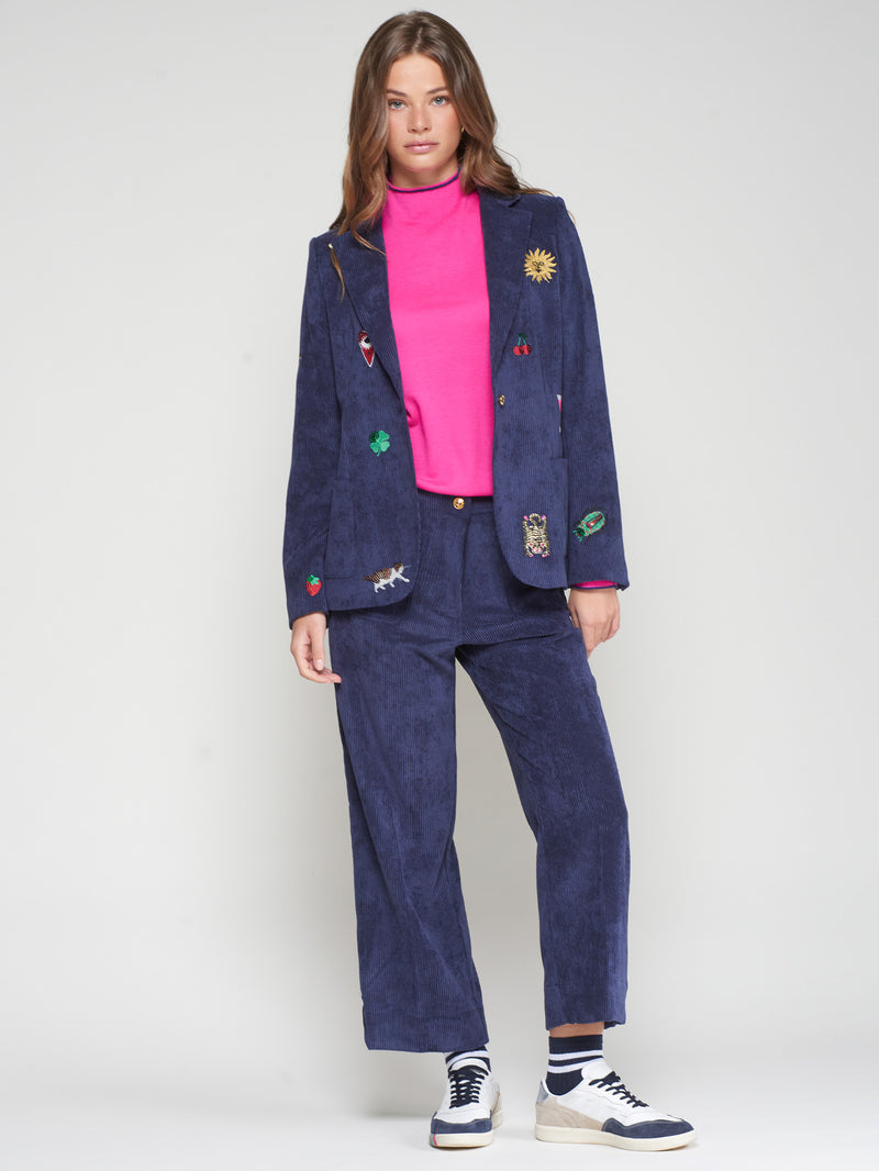 Navy Cord Stretch Trouser