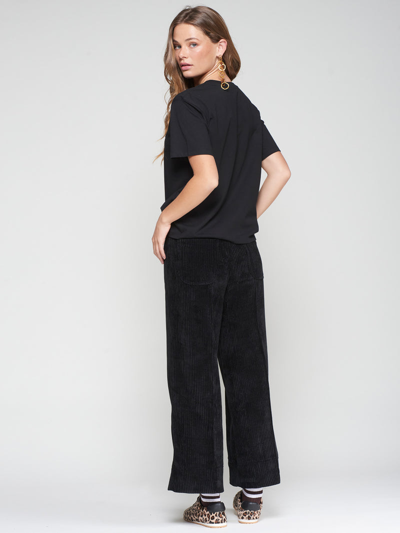 Belted Black Cord Pants