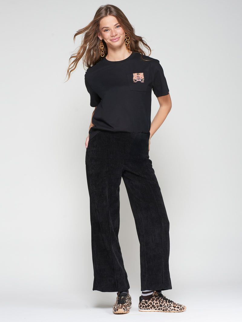Belted Black Cord Pants