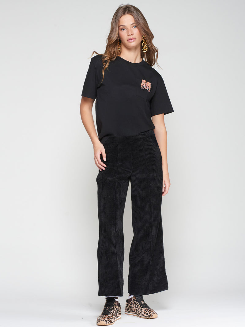 Belted Black Cord Pants