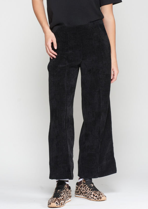 Belted Black Cord Pants