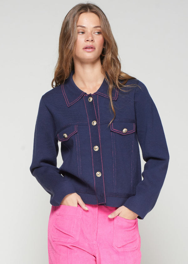Navy/Pink Cardigan