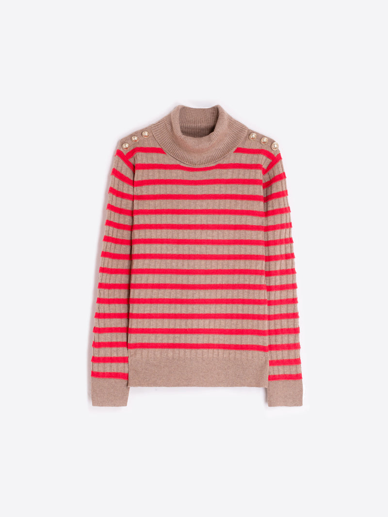 Stripe Turtleneck Sweater
