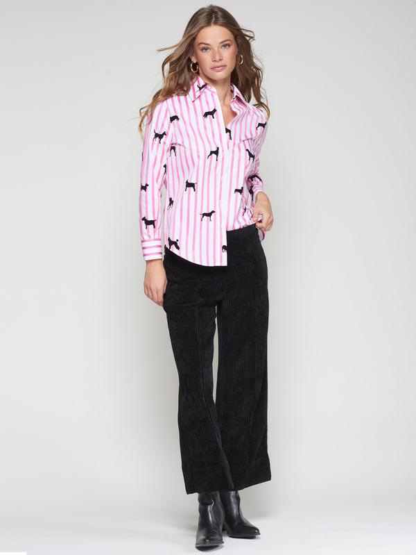 Stripe Blouse w/ Dogs