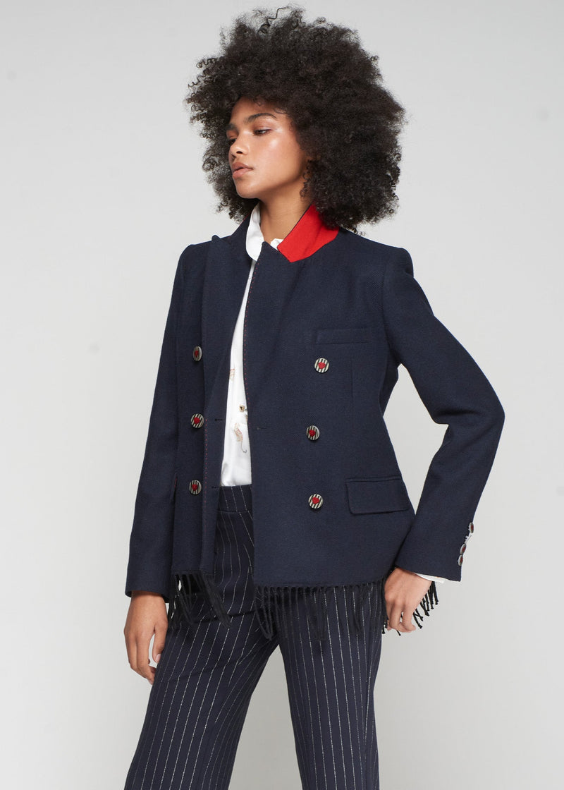 Fringe Navy / Red Coat