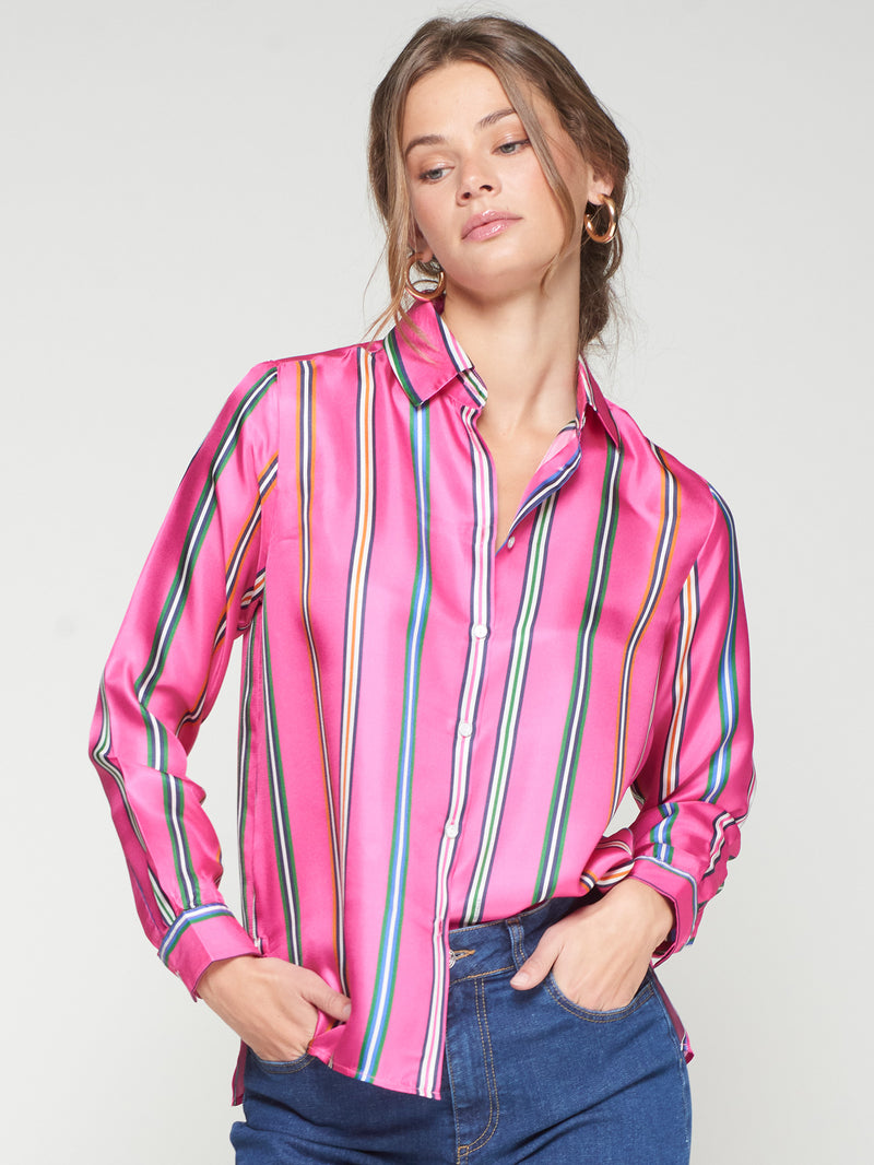 Stripe Silk Blouse