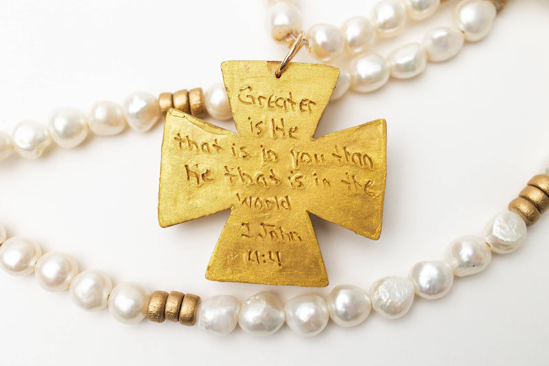34" Fresh Water Pearls with Anna Pearl Cross