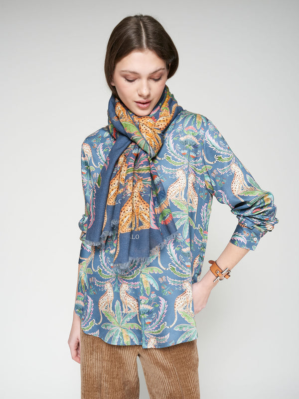 Leopard Palm Print Scarf