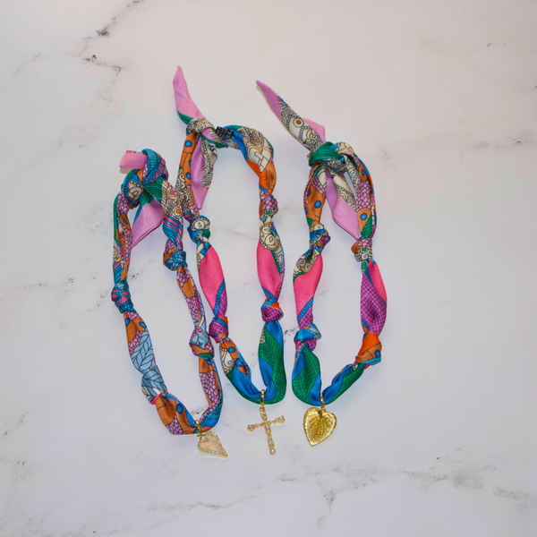 Scarf Necklace: Gold Heart