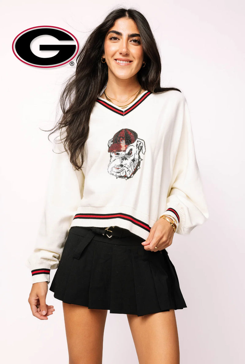 UGA V-Neck Mascot Sweater