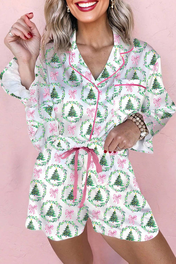 Christmas Print Pajama Short Set
