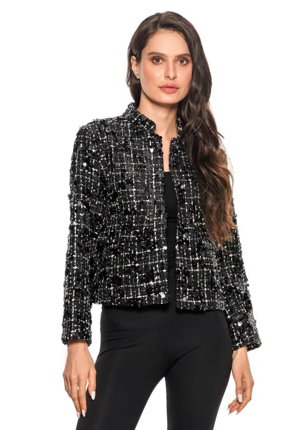 Sequin Tweed Cropped Jacket