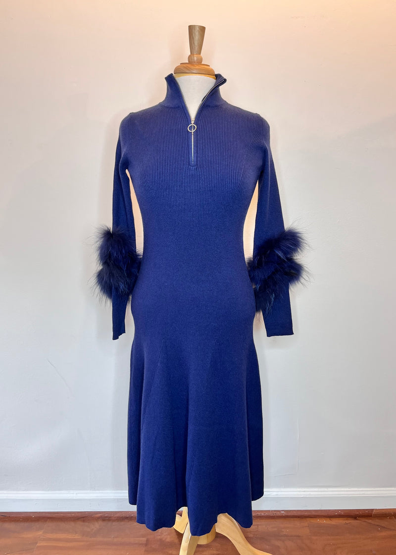 Celia Knit Dress w/ Fur