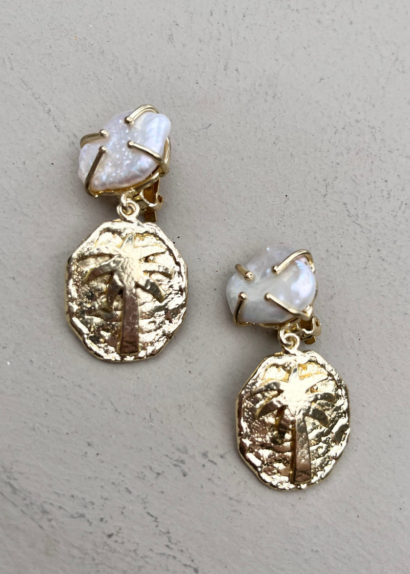 Pearl Palm Earrings