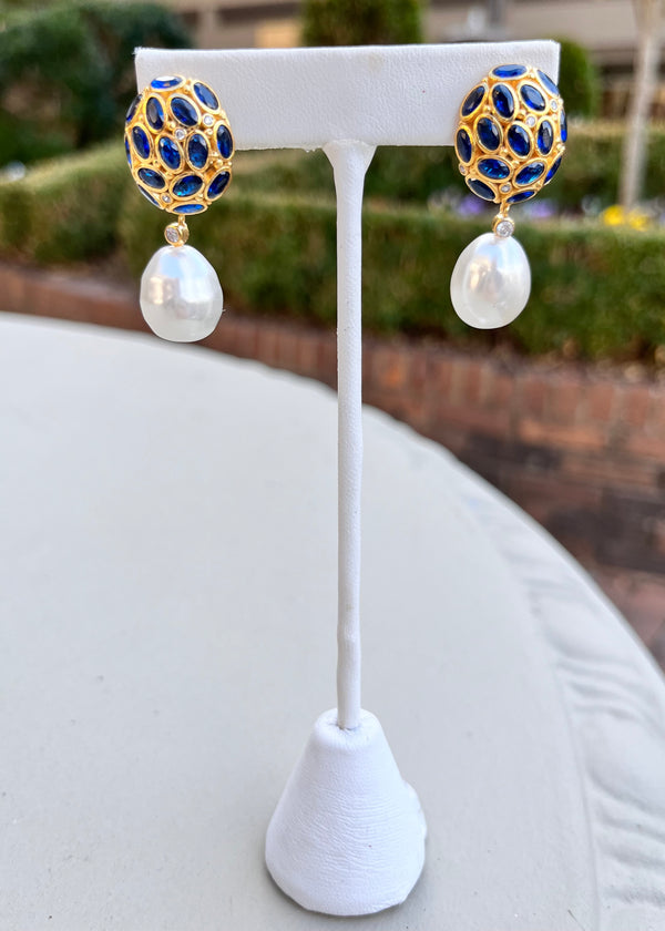 Sapphire Pearl Drop Earrings