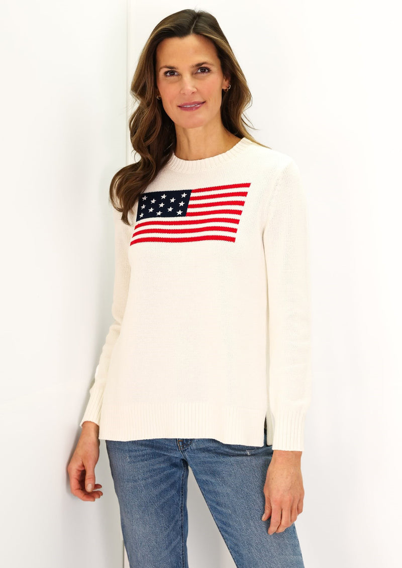 Casual Crew Neck Flag Sweater - 2 Colors