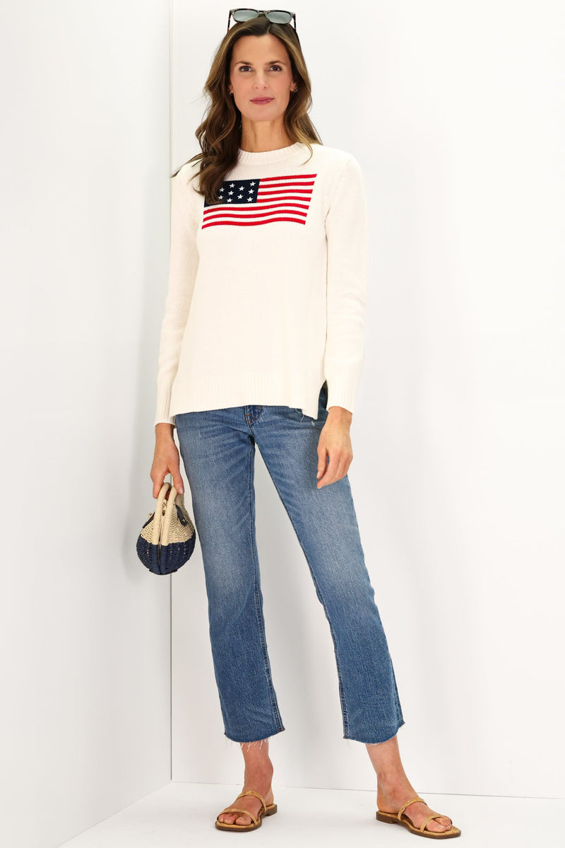 Casual Crew Neck Flag Sweater - 2 Colors