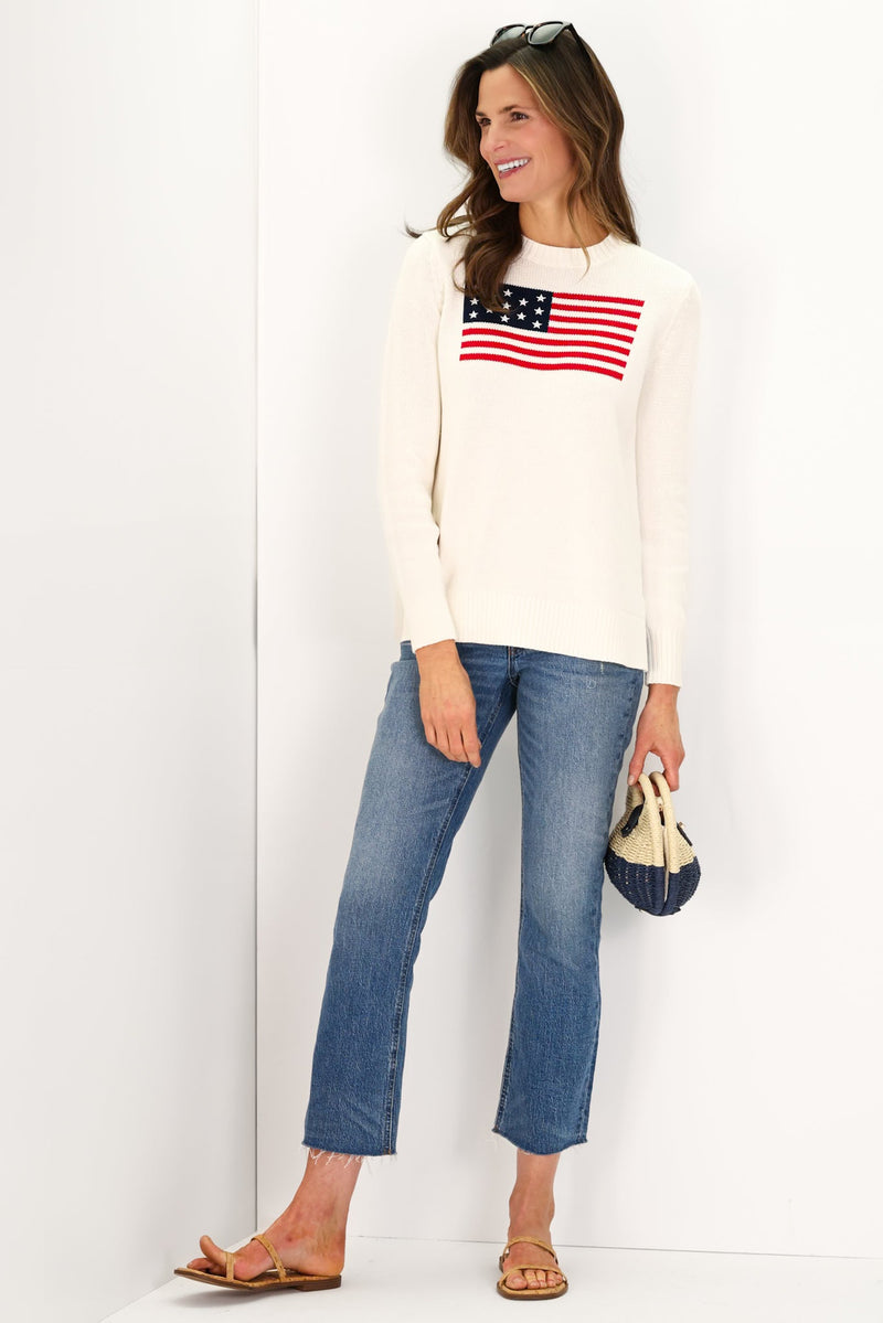 Casual Crew Neck Flag Sweater - 2 Colors