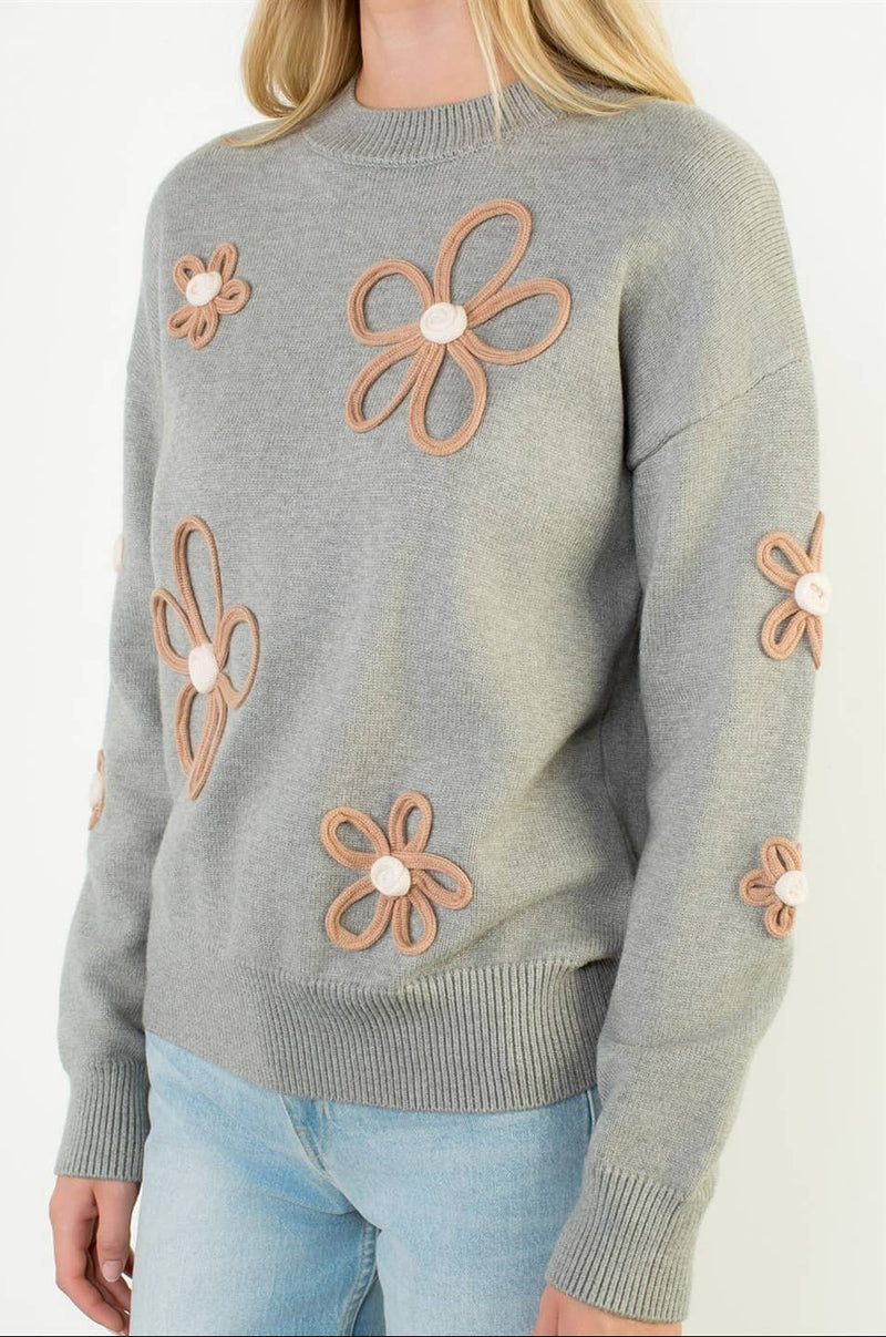 Floral Detail Knit Sweater