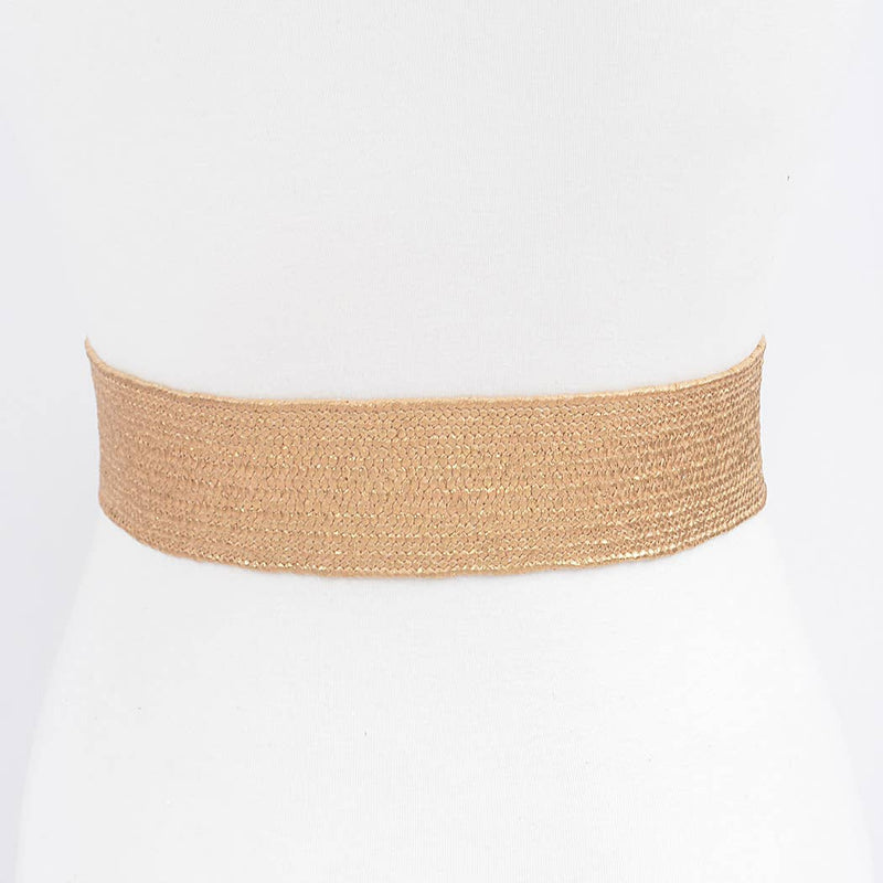 Wide Pearl Buckle Elastic Belt - 2 Colors