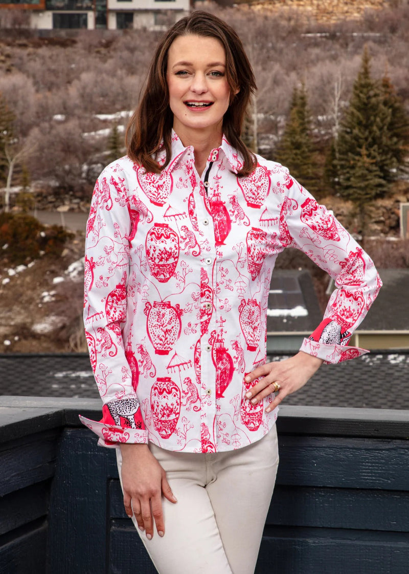 Rome Blouse - Pink and White Chin