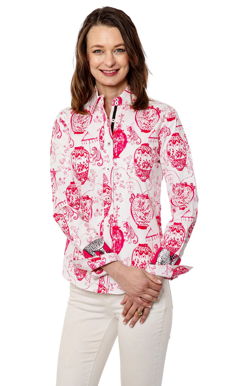 Rome Blouse - Pink and White Chin