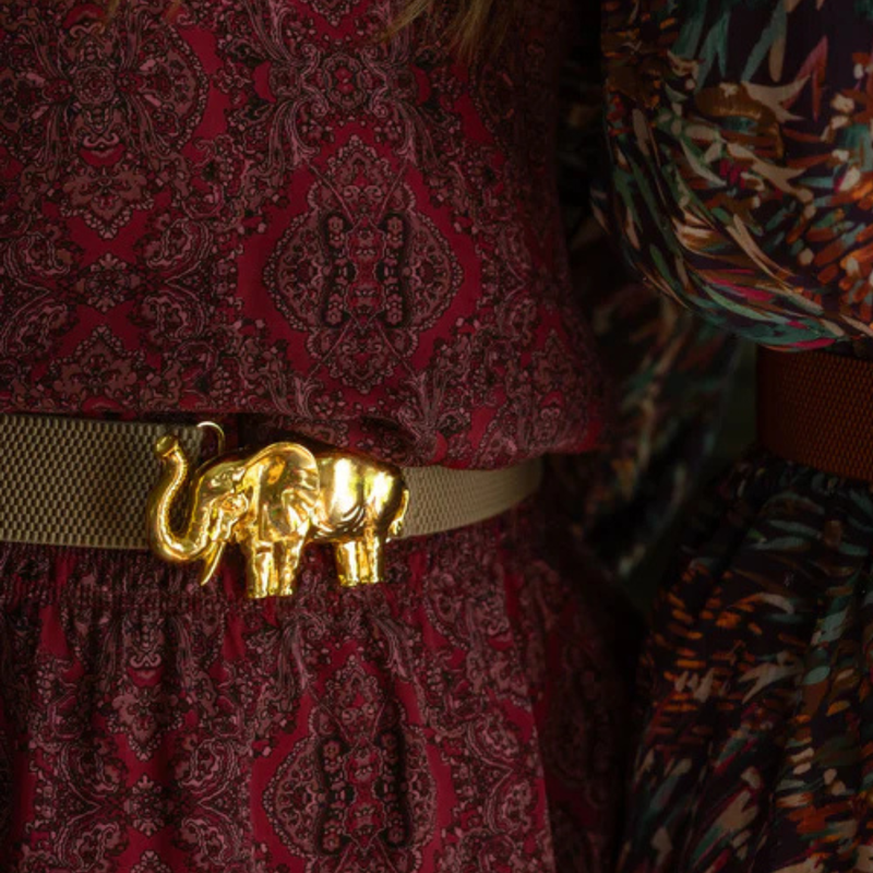 Elephant Artisan Interchangeable Belt Buckle w/ Gold Finish