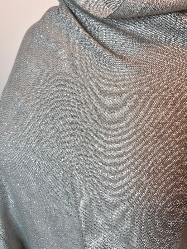 Solid Metallic Woven Evening Wrap: Silver