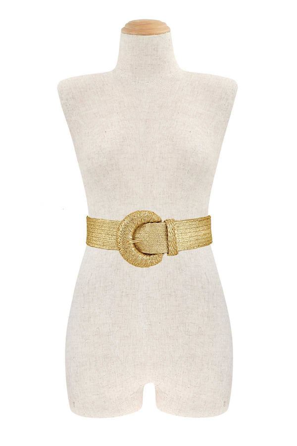 Half Circle Buckle Metallic Belt - 3 Colors