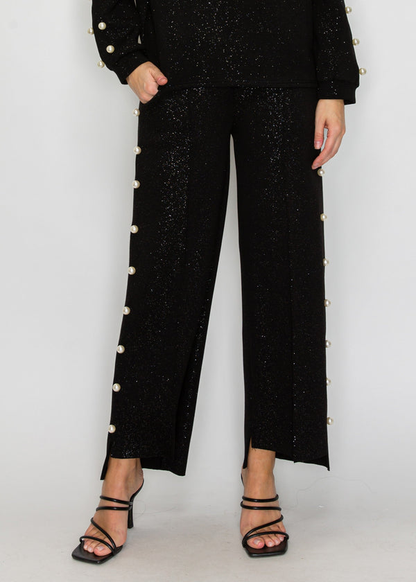 Farrah French Scuba Pearl Pant with Glitter