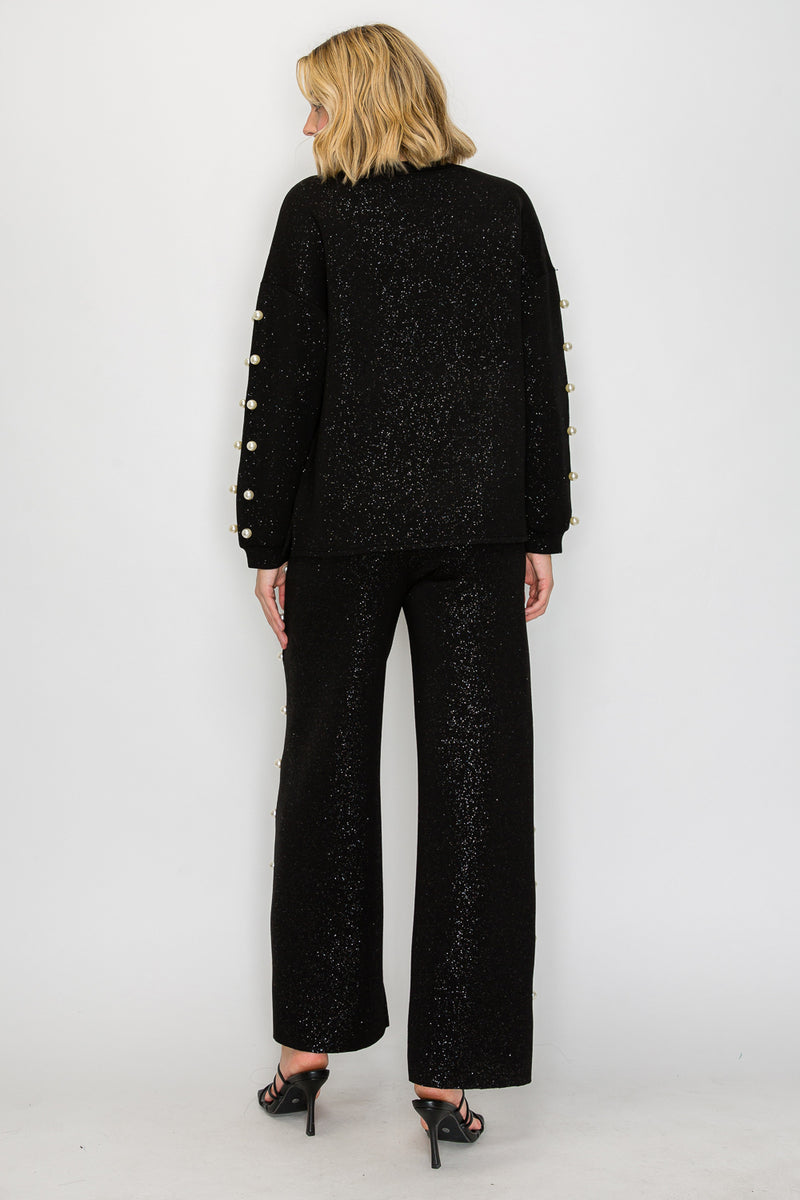 Farrah French Scuba Pearl Pant with Glitter
