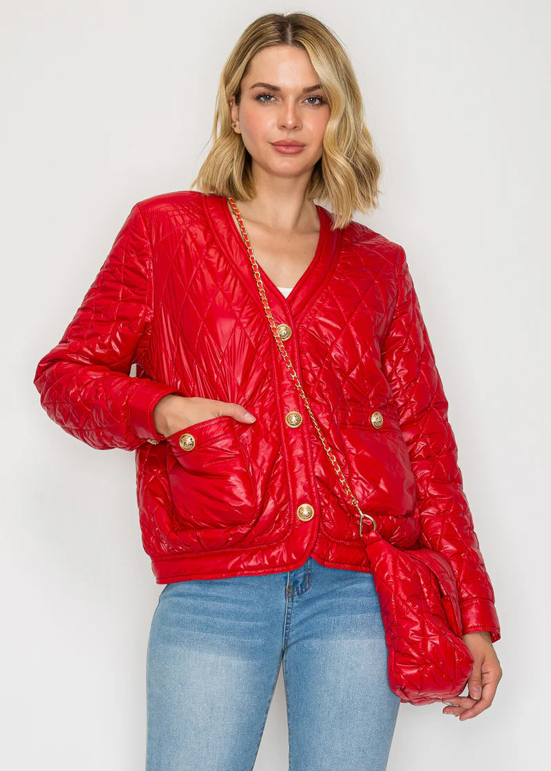 Johya Puffer Jacket & Matching Crossbody Bag - 2 Colors