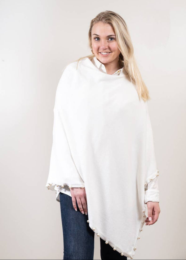 The	Peyton Pearl Poncho in White