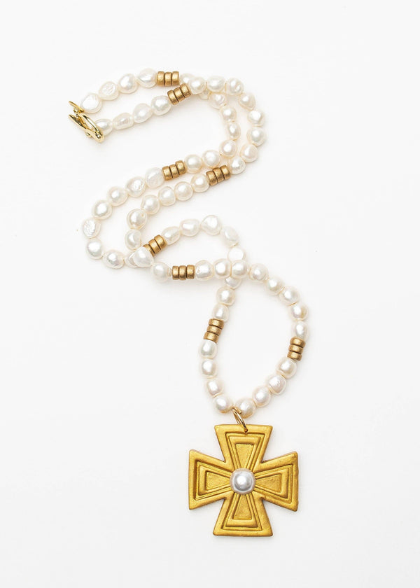 34" Fresh Water Pearls with Anna Pearl Cross