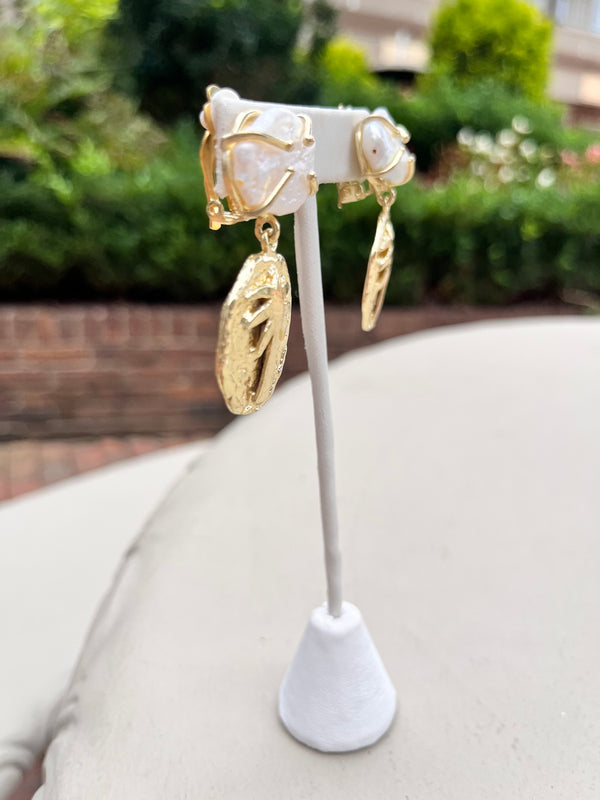 Pearl Palm Earrings