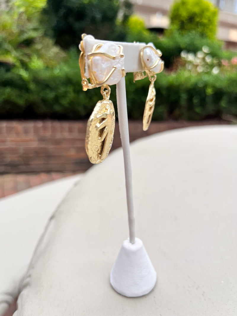Pearl Palm Earrings