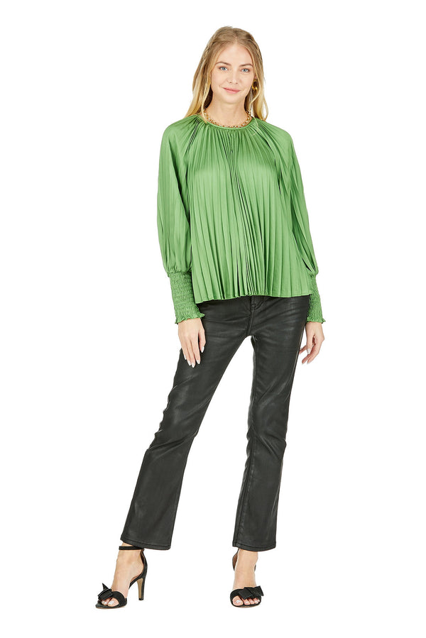 Pleated Bishop Sleeve Top