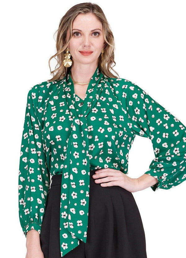 V-Neck Tie Blouse