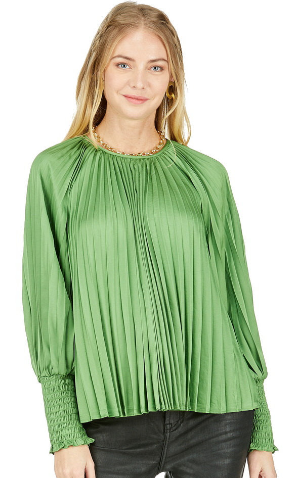 Pleated Bishop Sleeve Top